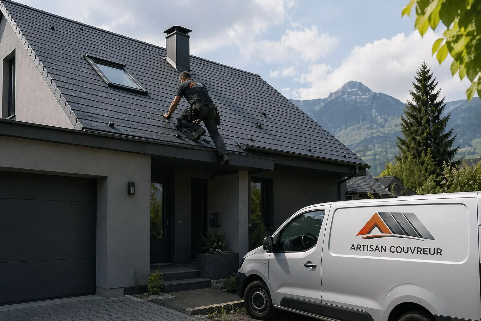 Couvreur à Grenoble sur un chantier de toiture